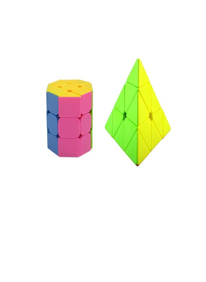 QWICK CLICK High Speed Cube Stickerless 3D Puzzle Cube Bundle Octa x Pyramid (Pack of 2)